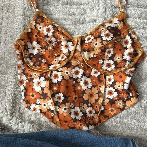 floral corset tank top, medium
